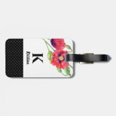 Rode klaprozen Floral Art Botanische Polka Dots Bagagelabel (Achterkant horizontaal)