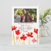 Rode klaprozen foto bevestiging kaart (Staand voorkant)