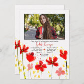 Rode klaprozen foto bevestiging kaart (Voorkant / Achterkant)