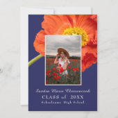 Rode Klaprozen Foto Frame Moderne Afstuderen Aankondiging (Voorkant)