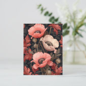  rode klaprozen geïnspireerd door William Morris Briefkaart (Staand voorkant)