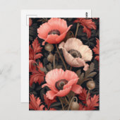  rode klaprozen geïnspireerd door William Morris Briefkaart (Voorkant / Achterkant)