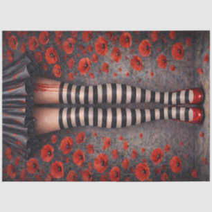 Rode Klaprozen Gothic Benen Decoupage Papier