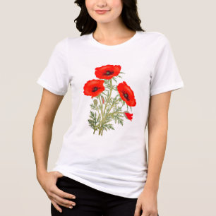 Rode klaprozen groene stelen bloemendrieblend shir Tri-Blend shirt