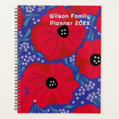 Rode klaprozen hand-geïllustreerd bloemmotief planner (Voorkant)