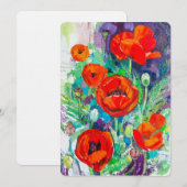 Rode klaprozen Impasto Kunst Bloemstuk Kaart (Voorkant / Achterkant)