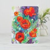 Rode klaprozen Impasto Kunst Bloemstuk Kaart (Staand voorkant)