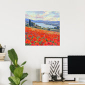 Rode klaprozen - Impressionistische landschapsstij Poster (Thuiskantoor)