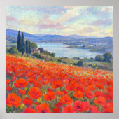 Rode klaprozen - Impressionistische landschapsstij Poster (Voorkant)