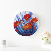 Rode klaprozen in blauw gras grote klok (Huis)