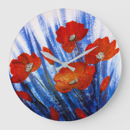 Rode klaprozen in blauw gras grote klok