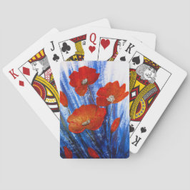 Rode klaprozen in blauw gras pokerkaarten