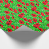 Rode klaprozen in een groen veld cadeaupapier (Hoek)