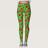 Rode klaprozen in een groen veld leggings (Voorkant)
