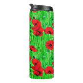Rode klaprozen in een groen veld thermosbeker (Geroteerd rechts)