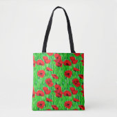 Rode klaprozen in een groen veld tote bag (Voorkant)