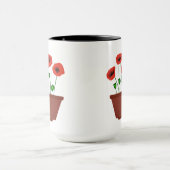 Rode klaprozen in een terracotta plantenbak mok (Midden)