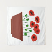 Rode klaprozen in een terracotta plantenbak wandkleed (Voorkant (horizontaal))