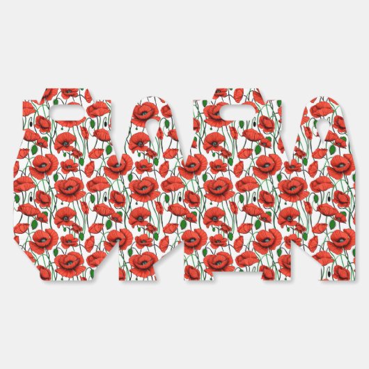 Rode klaprozen in een veld op wit bedankdoosjes (Ongevouwen)