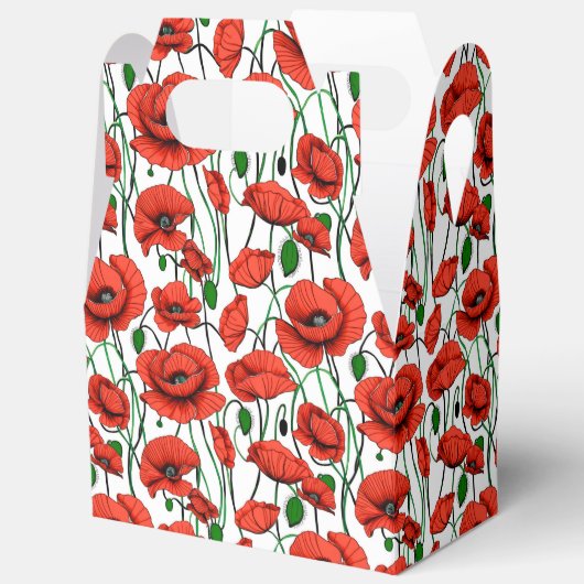 Rode klaprozen in een veld op wit bedankdoosjes (Open)