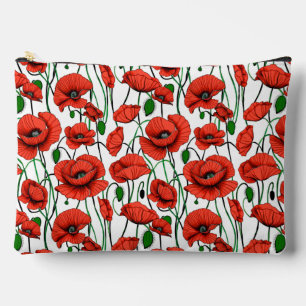 Rode klaprozen in een veld op wit etui