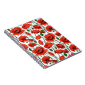 Rode klaprozen in een veld op wit notitieboek (Rechterzijde)