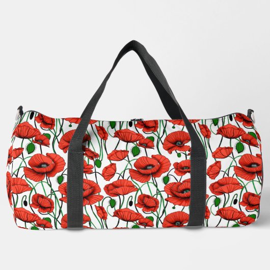 Rode klaprozen in een veld op wit plunjezak (Voorkant)