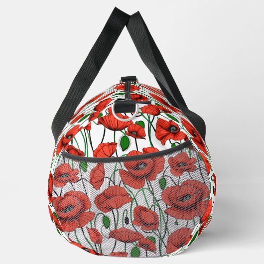 Rode klaprozen in een veld op wit plunjezak (Rechts)