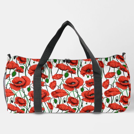 Rode klaprozen in een veld op wit plunjezak (Achterkant)