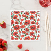 Rode klaprozen in een veld op wit servet (Insitu)