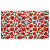 Rode klaprozen in een veld op wit stof (Fat Quarter)