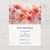 Rode klaprozen in een veld Waterverf bruiloft Aankondigingskaart (Voorkant)