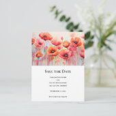 Rode klaprozen in een veld Waterverf bruiloft Aankondigingskaart (Staand voorkant)