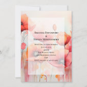 Rode klaprozen in een veld Waterverf bruiloft Kaart (Voorkant)