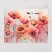 Rode klaprozen in een veld Waterverf Dank u Briefkaart (Voorkant)