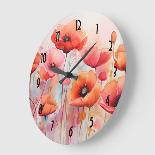 Rode klaprozen in een veld Waterverf Grote Klok (Hoek)