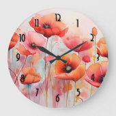 Rode klaprozen in een veld Waterverf Grote Klok (Voorkant)