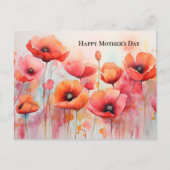Rode klaprozen in een veld Waterverf Moederdag Feestdagenkaart (Voorkant)