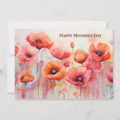 Rode klaprozen in een veld Waterverf Moederdag Kaart (Voorkant)