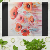 Rode klaprozen in een veld Waterverf Theedoek (Gevouwen)