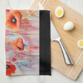 Rode klaprozen in een veld Waterverf Theedoek (Quarter Fold)