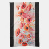 Rode klaprozen in een veld Waterverf Theedoek (Verticaal)