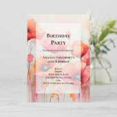 Rode klaprozen in een veld Waterverf Verjaardag Kaart (Staand voorkant)