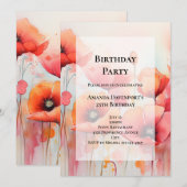 Rode klaprozen in een veld Waterverf Verjaardag Kaart (Voorkant / Achterkant)