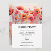 Rode klaprozen in een veld Waterverf Verjaardag Kaart (Voorkant / Achterkant)