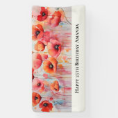 Rode klaprozen in een veld Waterverf Verjaardag Spandoek (Verticaal)