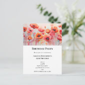 Rode klaprozen in een veld Waterverf Verjaardag Uitnodiging Briefkaart (Staand voorkant)