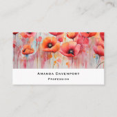 Rode klaprozen in een veld Waterverf Visitekaartje (Voorkant)