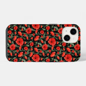 Rode klaprozen iPhone hoesje (Achterkant horizontaal)