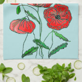 Rode klaprozen keukenhanddoek - kies kleuren (Gevouwen)